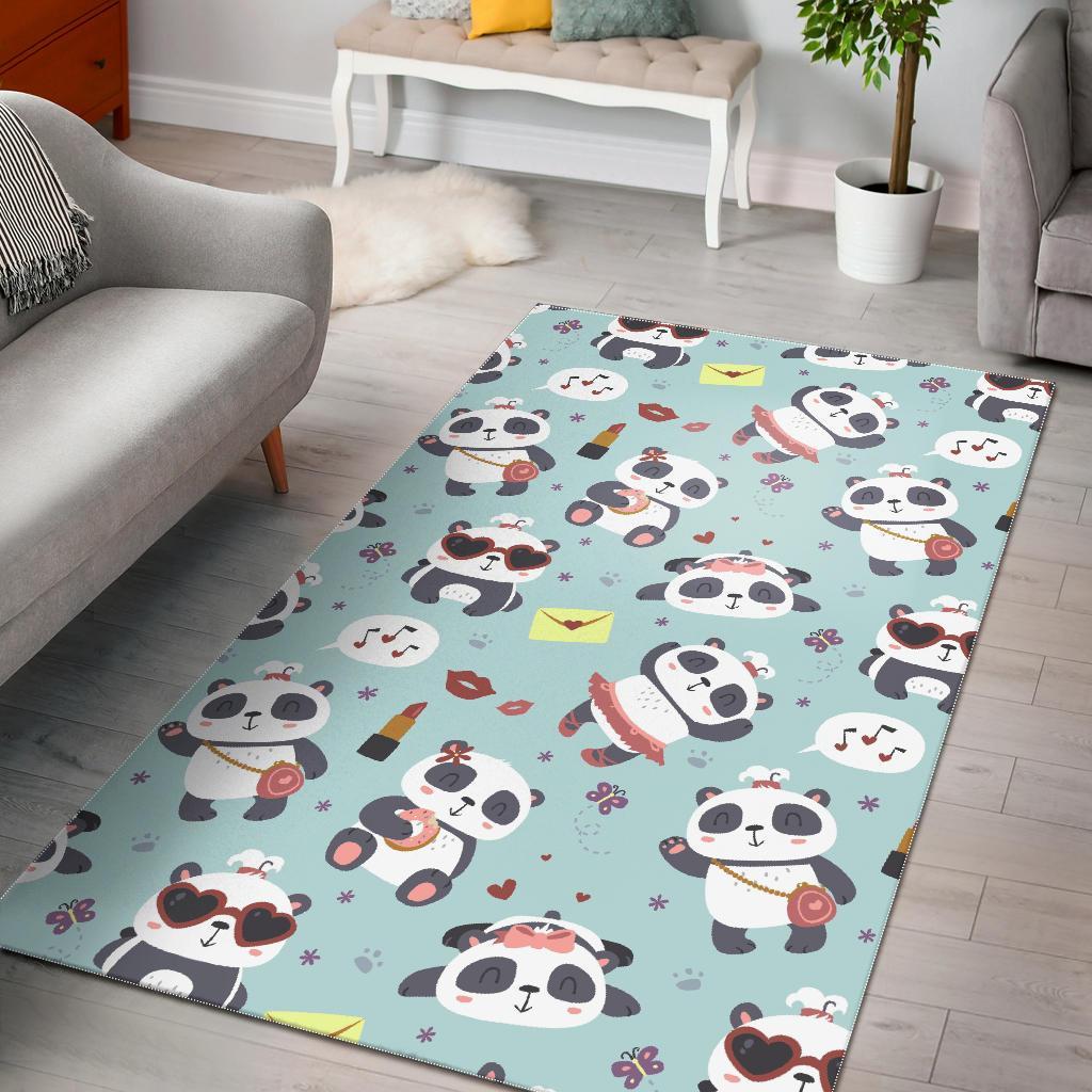 Lips Panda Pattern Print Floor Mat-grizzshop