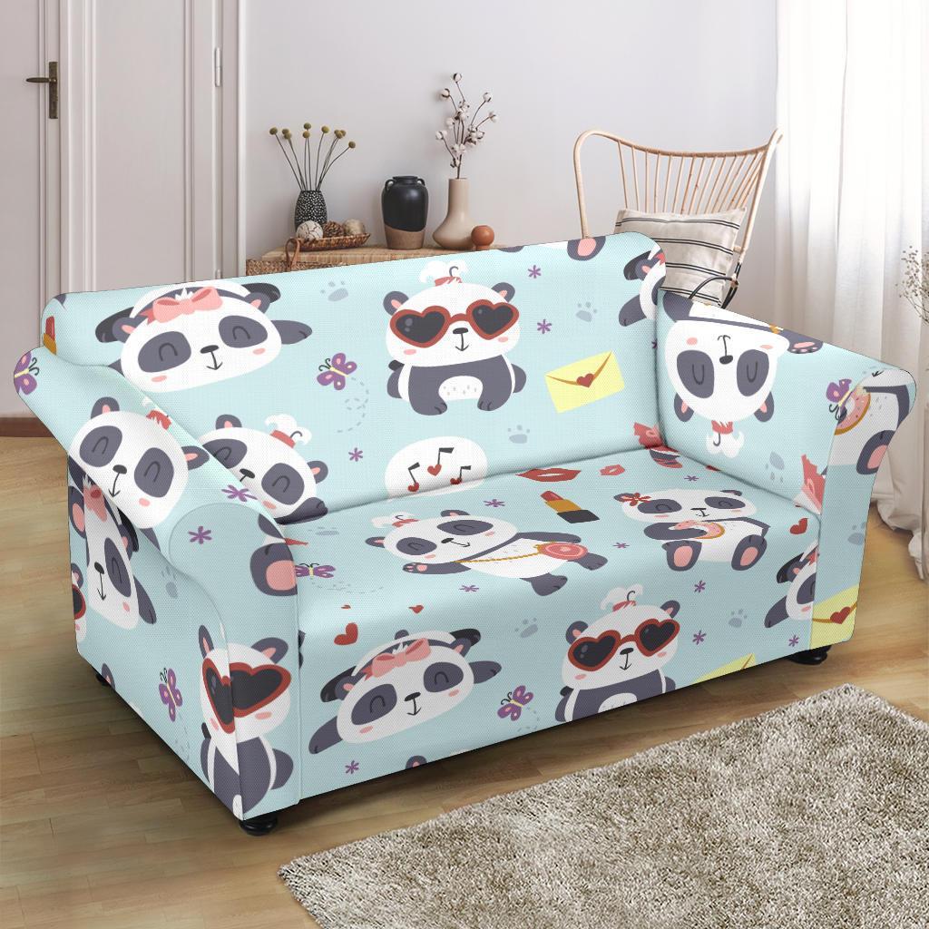 Lips Panda Pattern Print Loveseat Cover-grizzshop