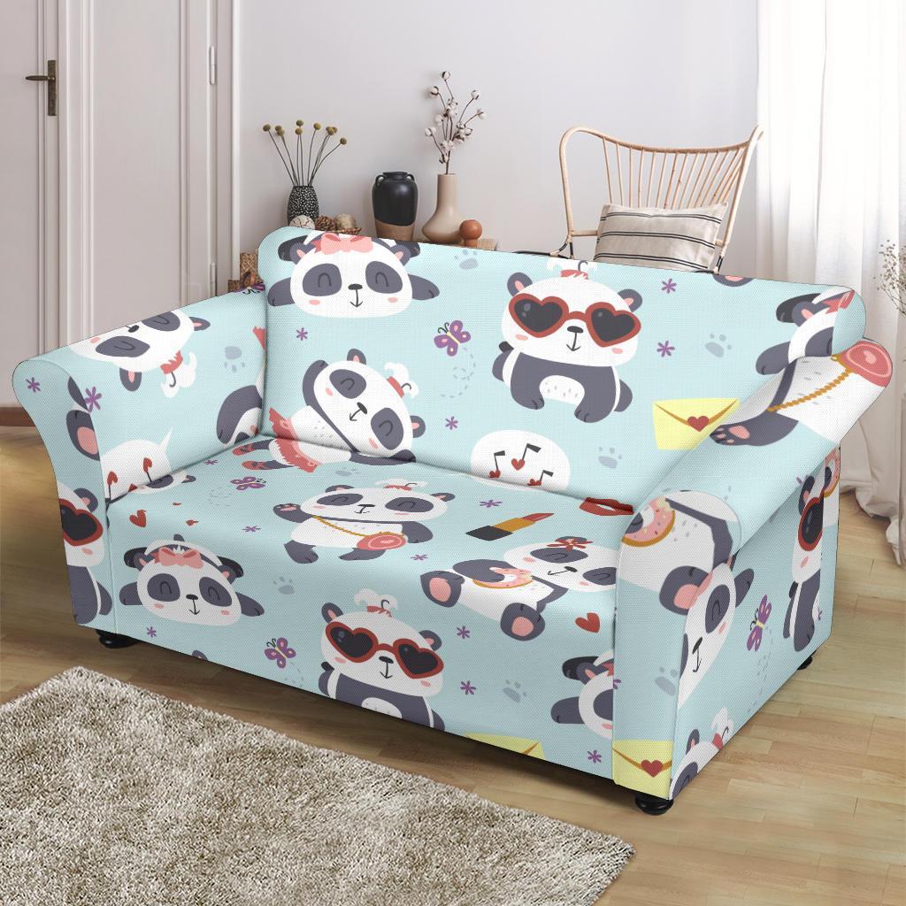 Lips Panda Pattern Print Loveseat Cover-grizzshop