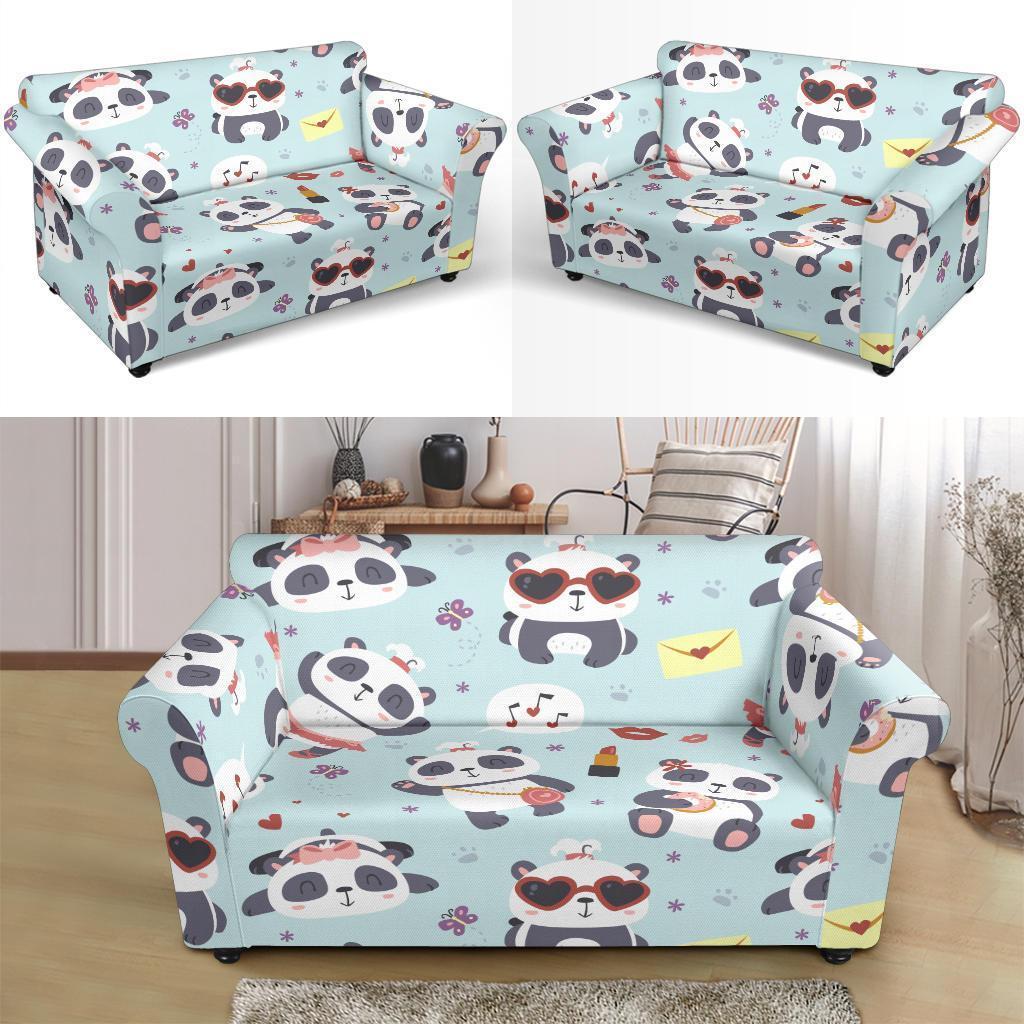 Lips Panda Pattern Print Loveseat Cover-grizzshop