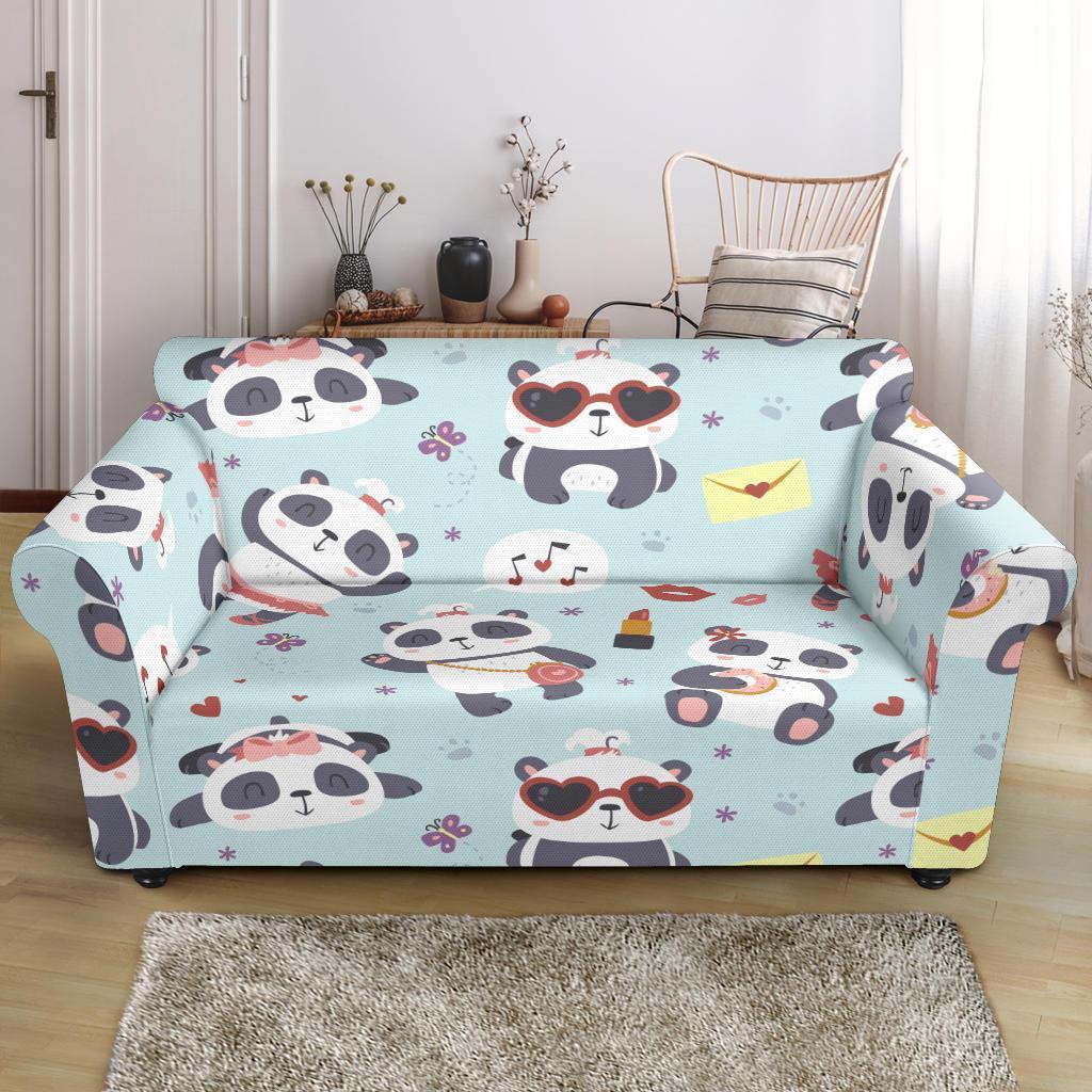 Lips Panda Pattern Print Loveseat Cover-grizzshop