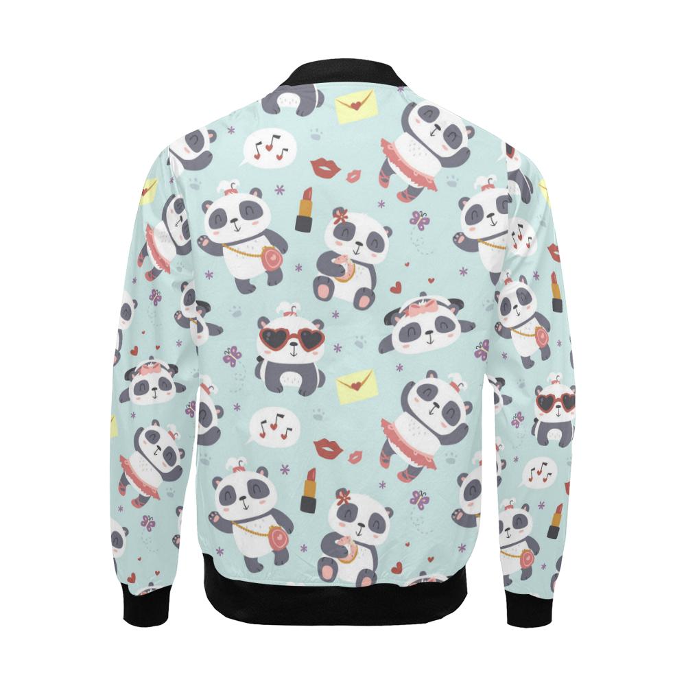 Lips Panda Pattern Print Men's Bomber Jacket-grizzshop