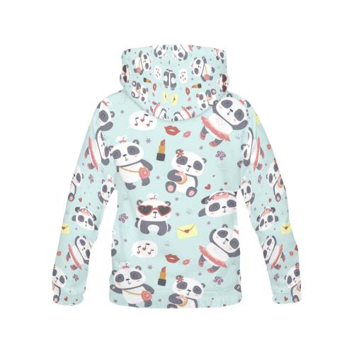 Lips Panda Pattern Print Women Pullover Hoodie-grizzshop