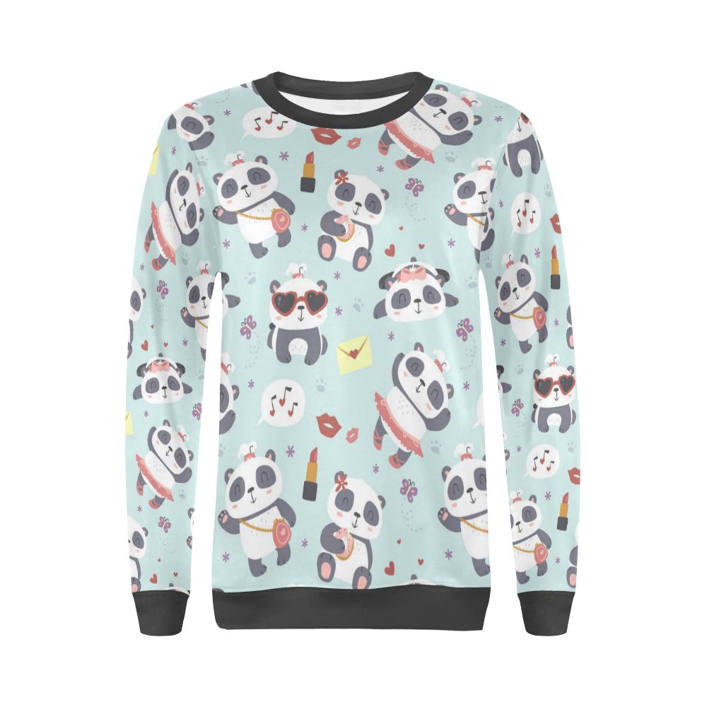 Lips Panda Pattern Print Women's Sweatshirt-grizzshop