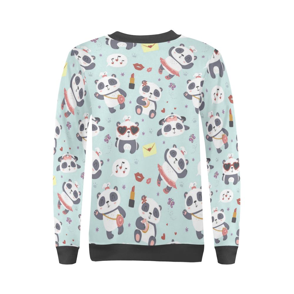 Lips Panda Pattern Print Women's Sweatshirt-grizzshop