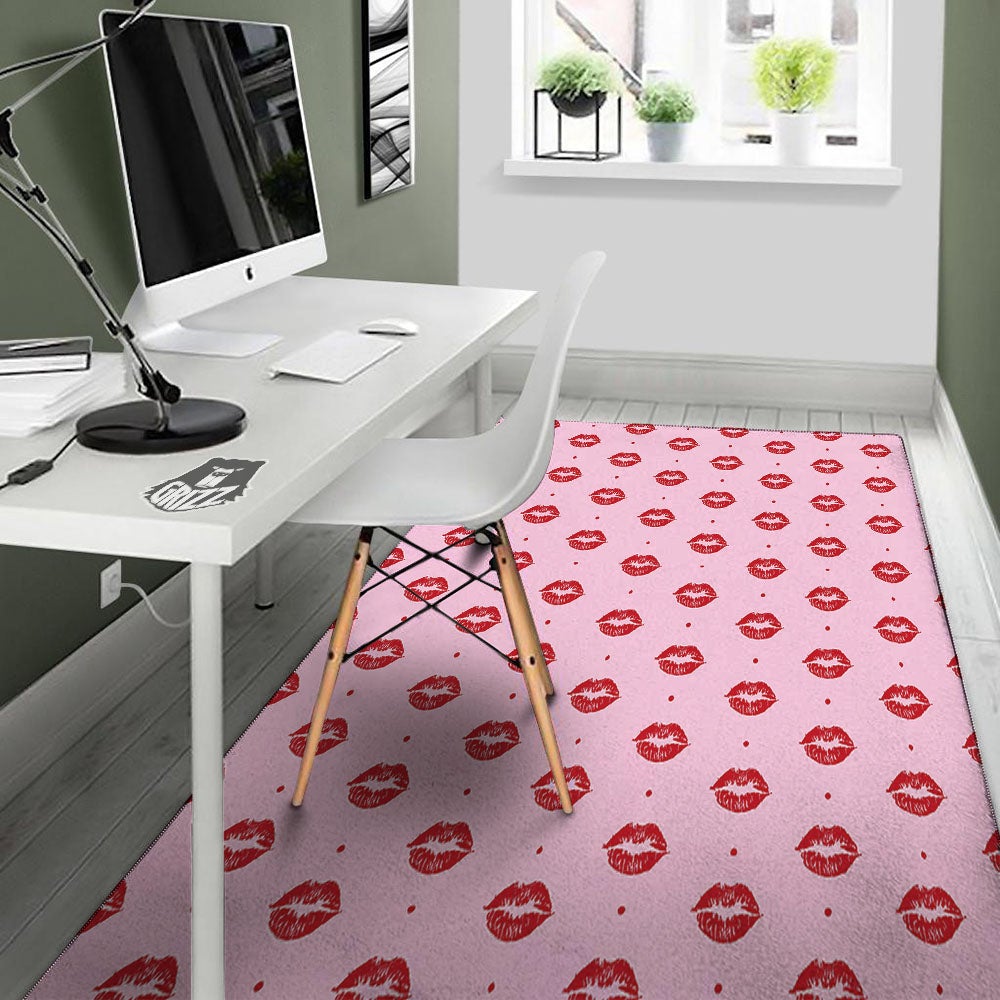 Lips Pink And Red Print Pattern Floor Mat-grizzshop