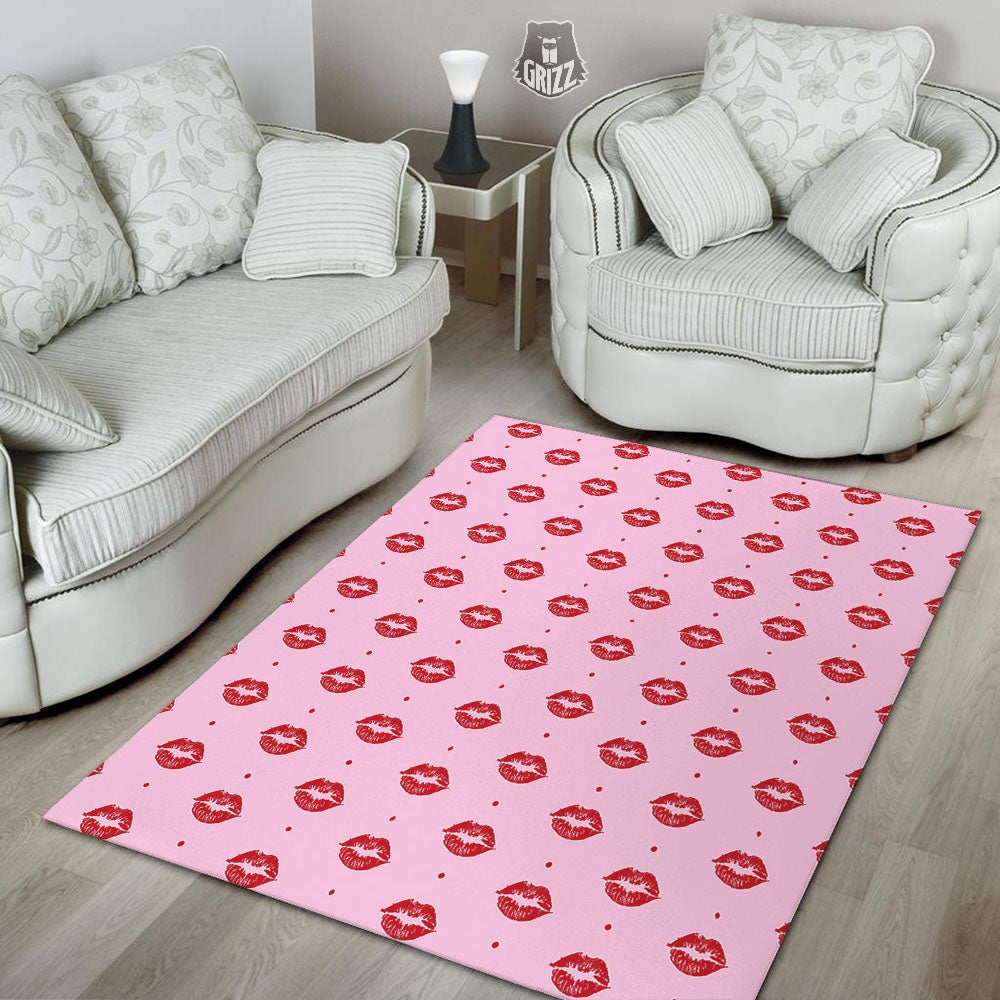 Lips Pink And Red Print Pattern Floor Mat-grizzshop