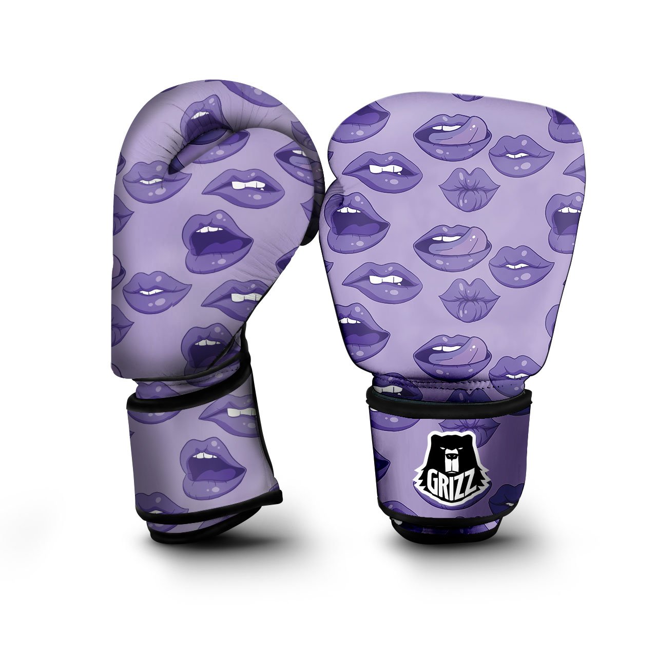 Lips Purple Print Pattern Boxing Gloves-grizzshop