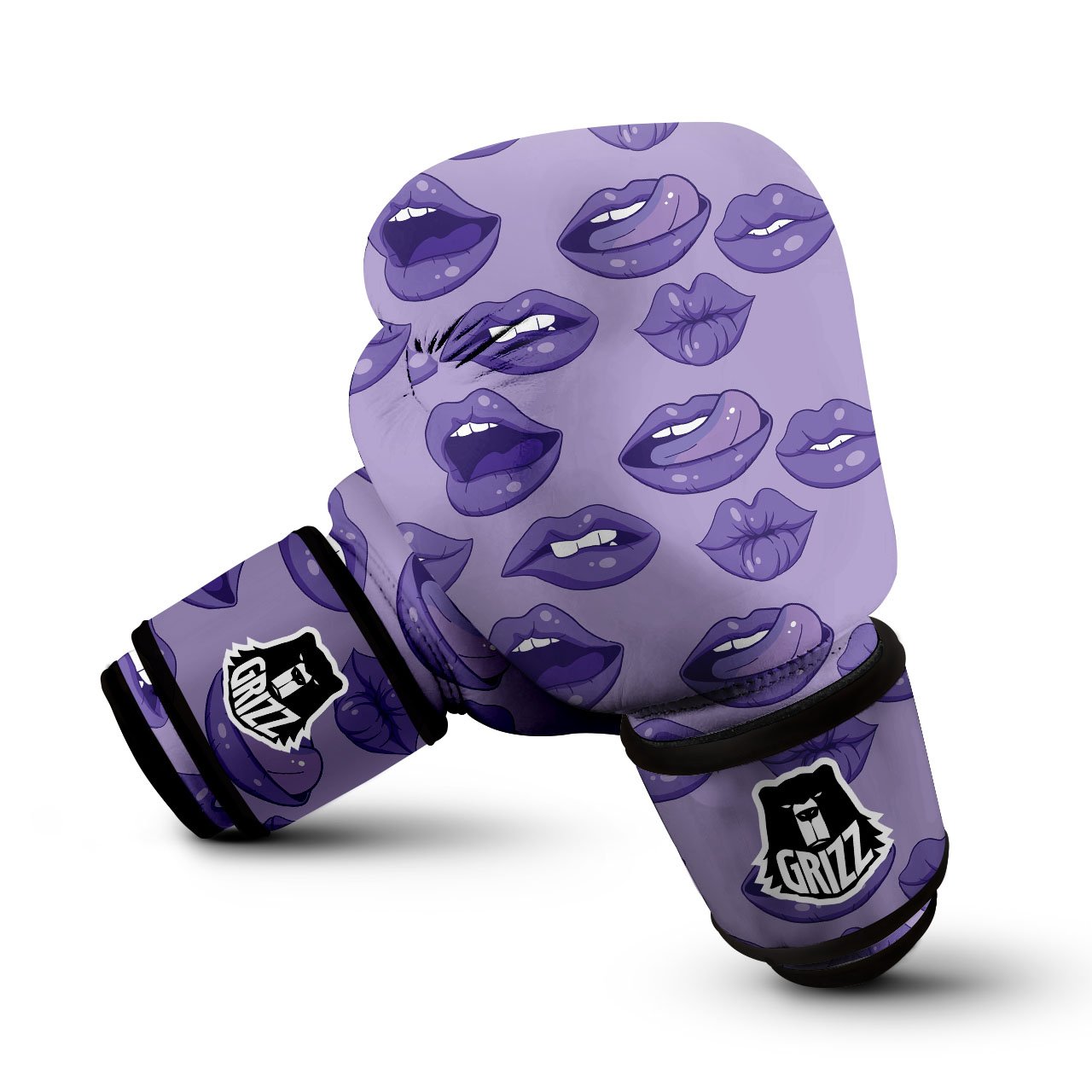 Lips Purple Print Pattern Boxing Gloves-grizzshop