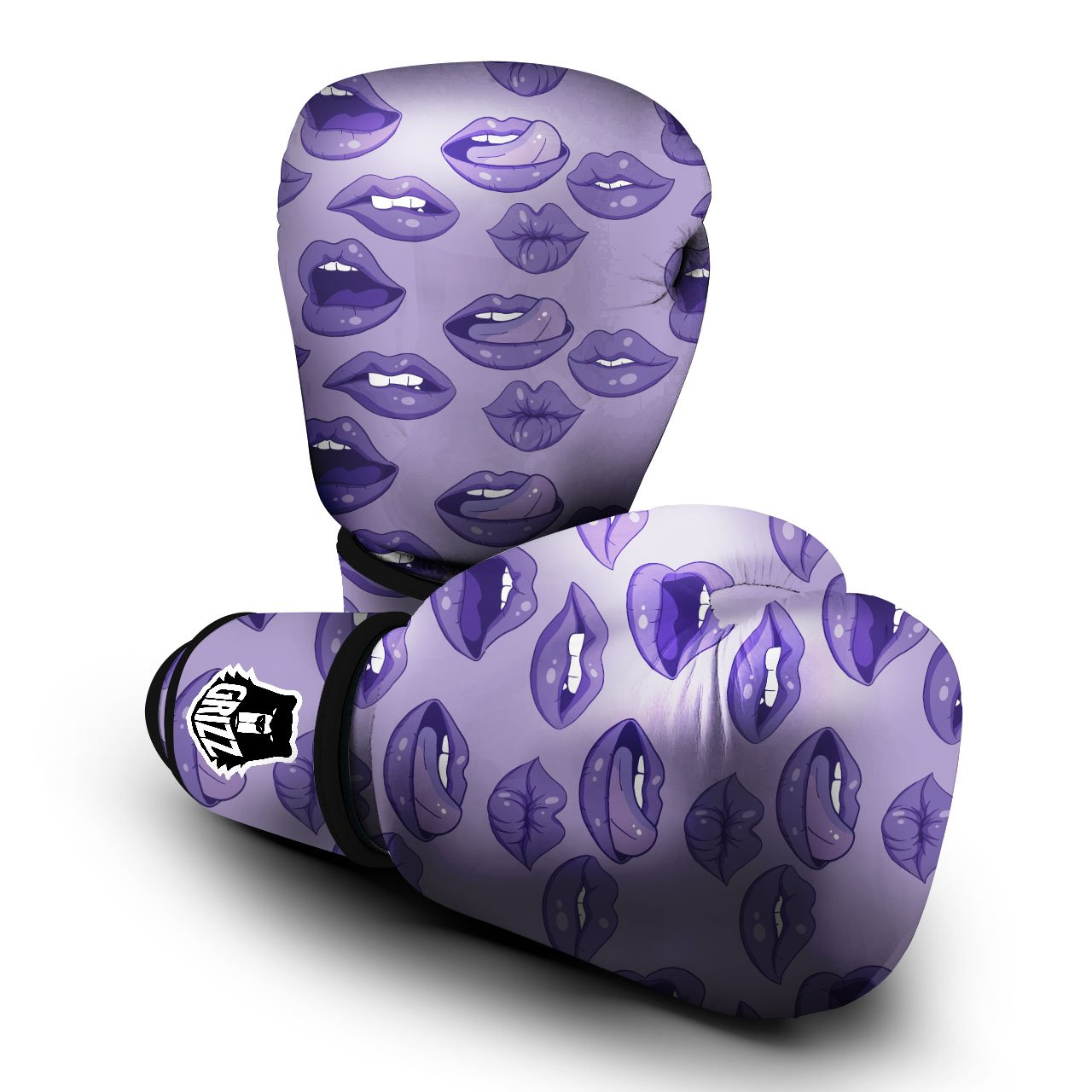 Lips Purple Print Pattern Boxing Gloves-grizzshop