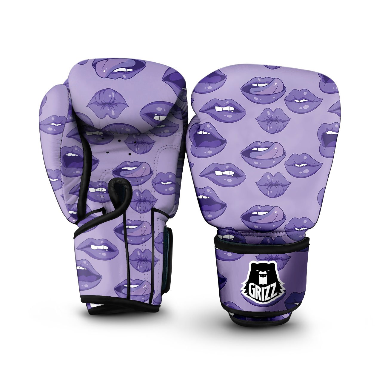 Lips Purple Print Pattern Boxing Gloves-grizzshop