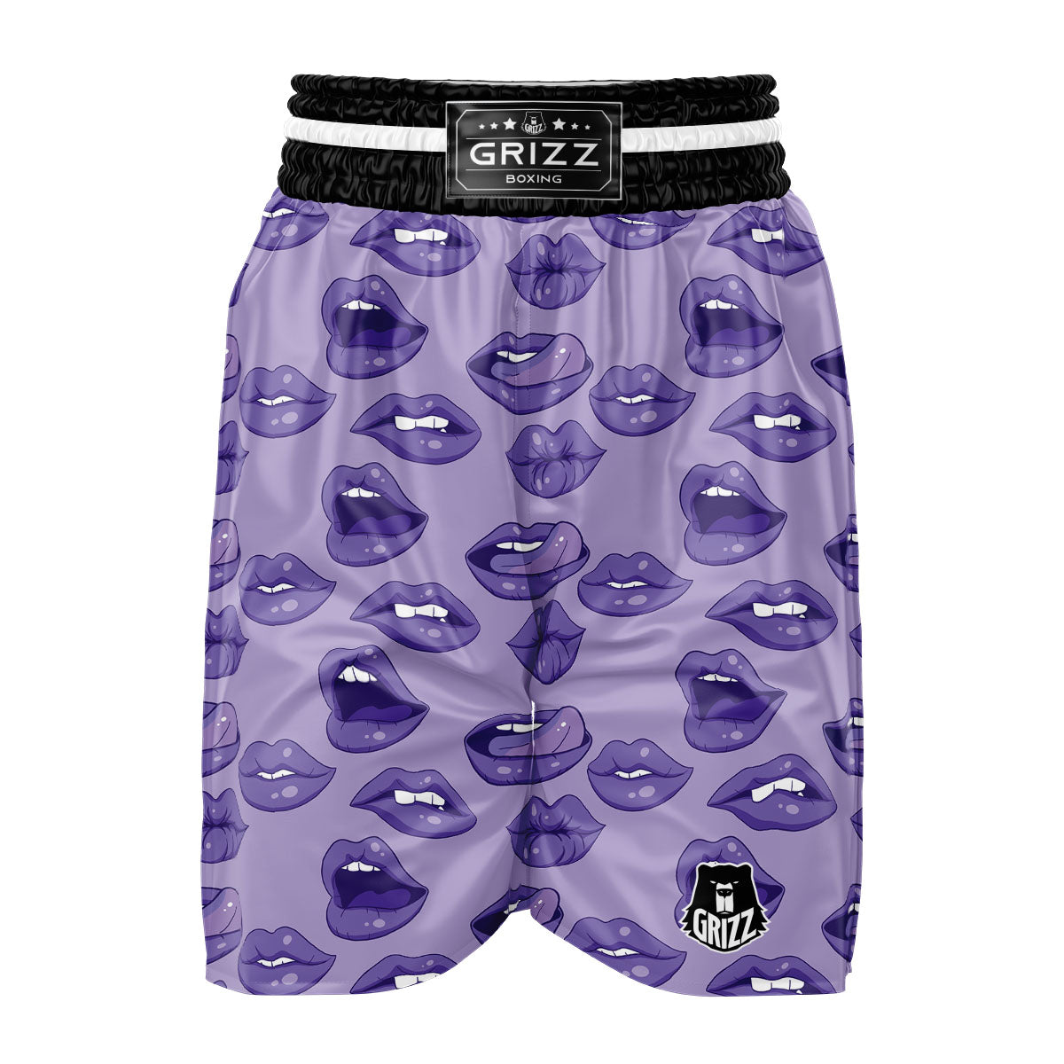 Lips Purple Print Pattern Boxing Shorts-grizzshop
