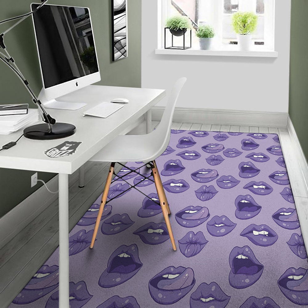 Lips Purple Print Pattern Floor Mat-grizzshop