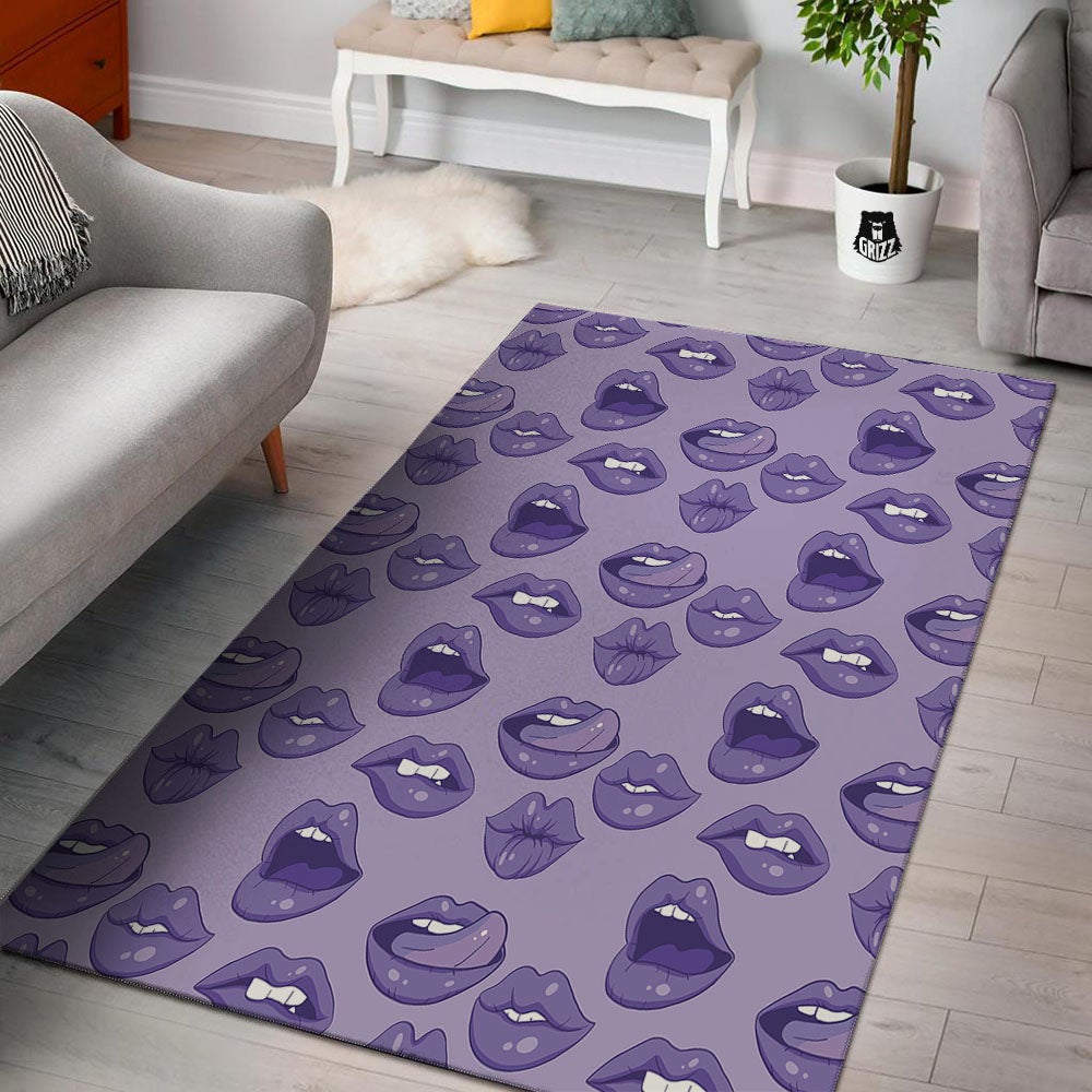 Lips Purple Print Pattern Floor Mat-grizzshop