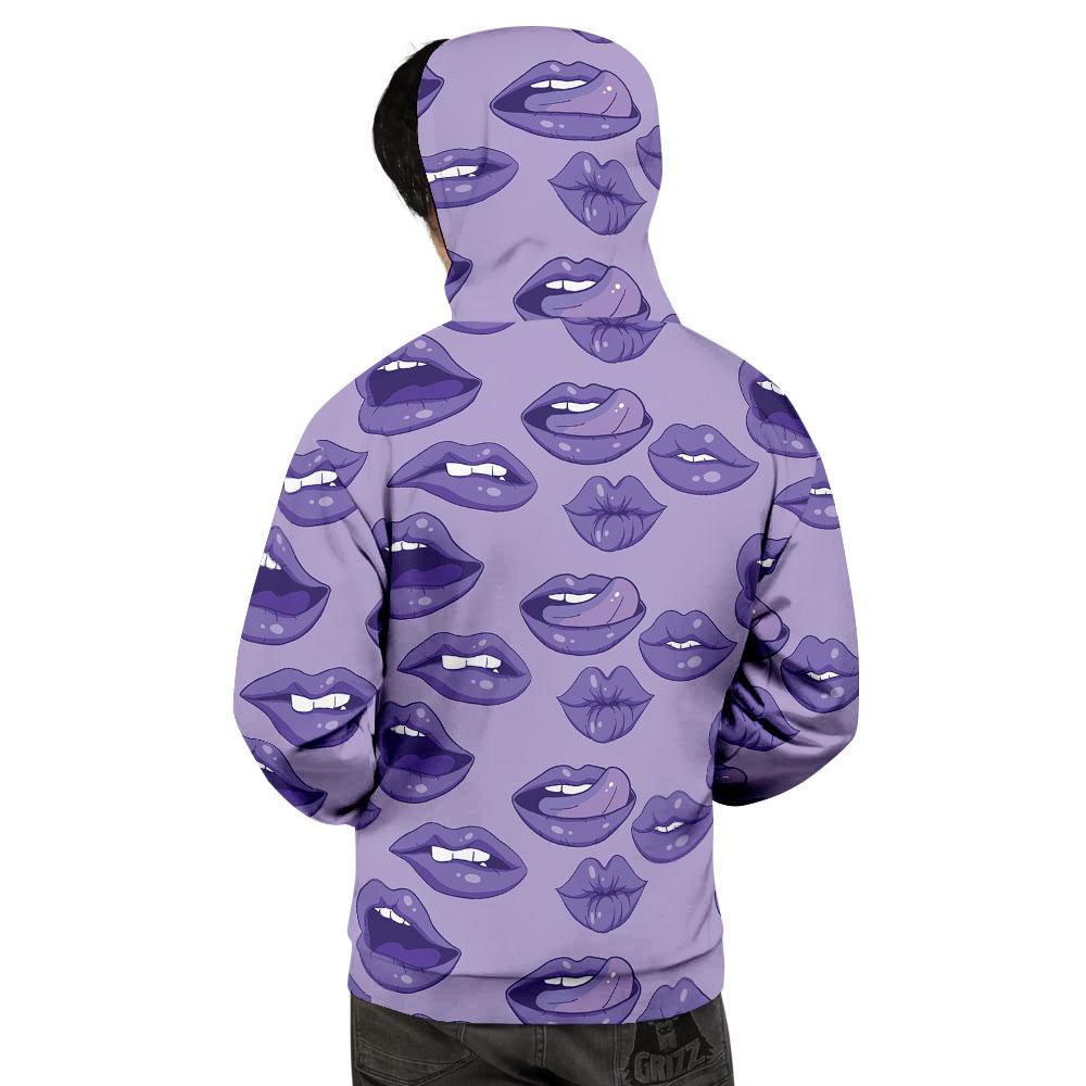 Lips Purple Print Pattern Men's Hoodie-grizzshop