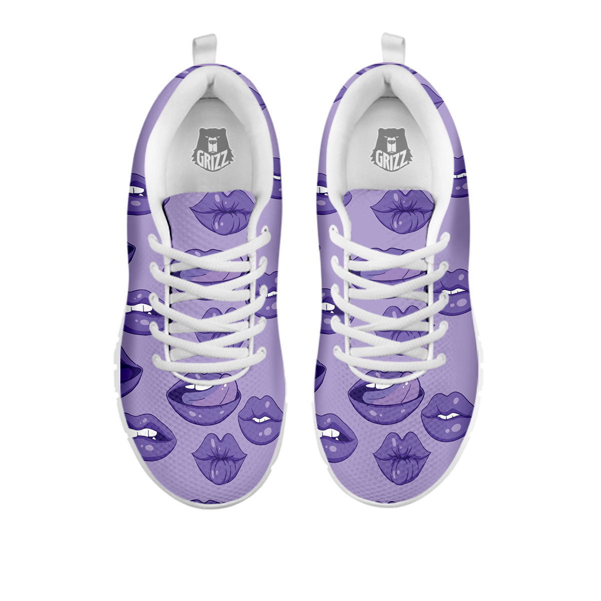 Lips Purple Print Pattern White Sneaker-grizzshop