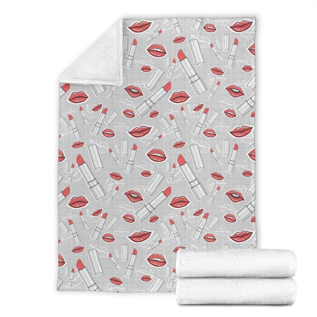 Lipstick Red Lips Pattern Print Blanket-grizzshop