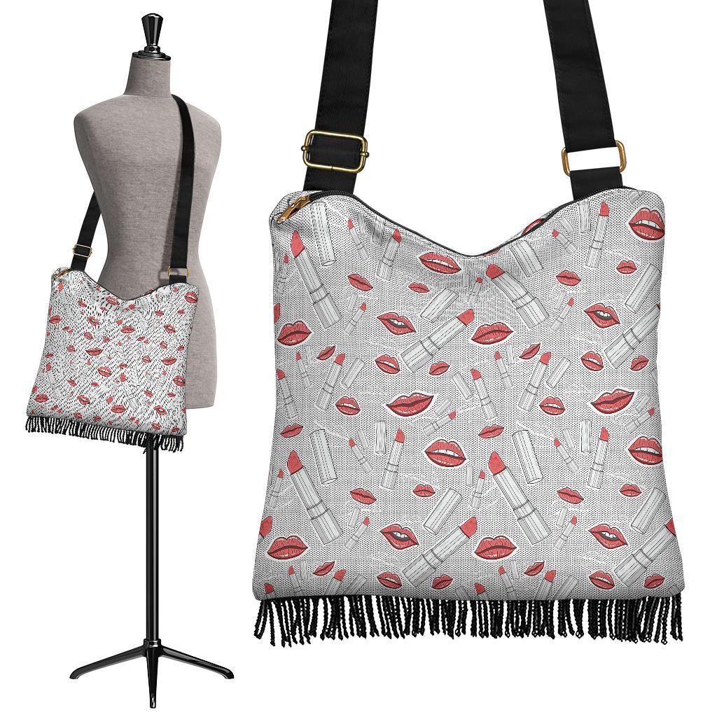 Lipstick Red Lips Pattern Print Crossbody Bags-grizzshop