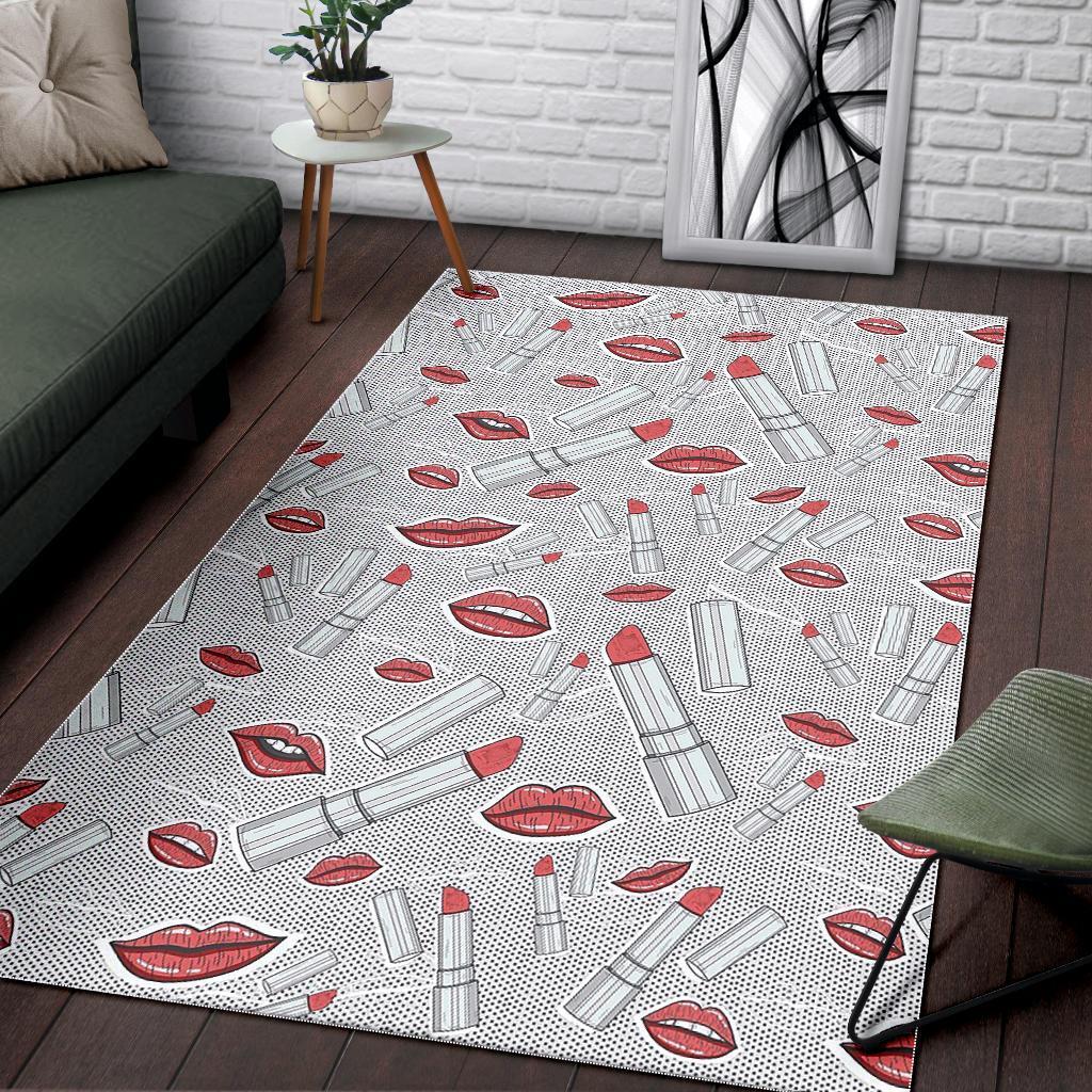 Lipstick Red Lips Pattern Print Floor Mat-grizzshop