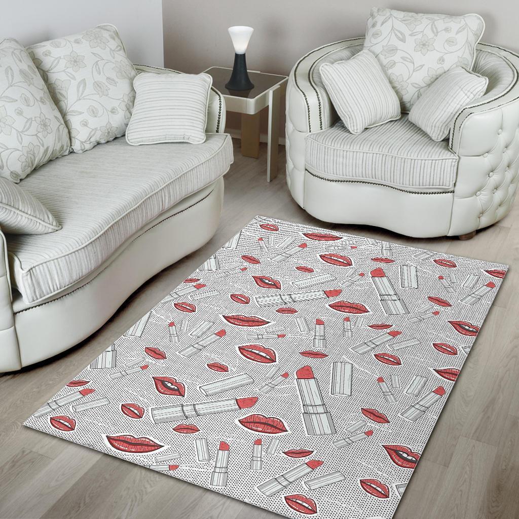 Lipstick Red Lips Pattern Print Floor Mat-grizzshop