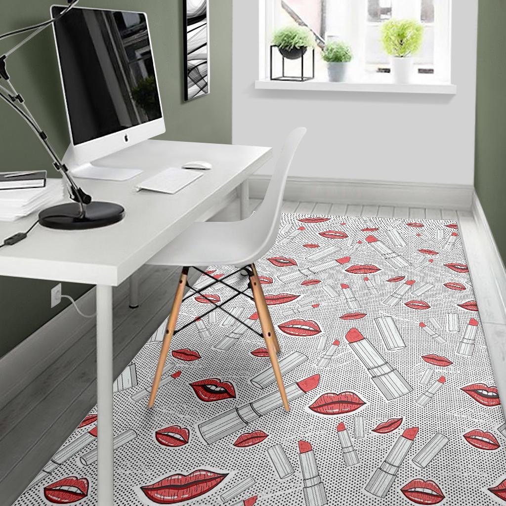 Lipstick Red Lips Pattern Print Floor Mat-grizzshop