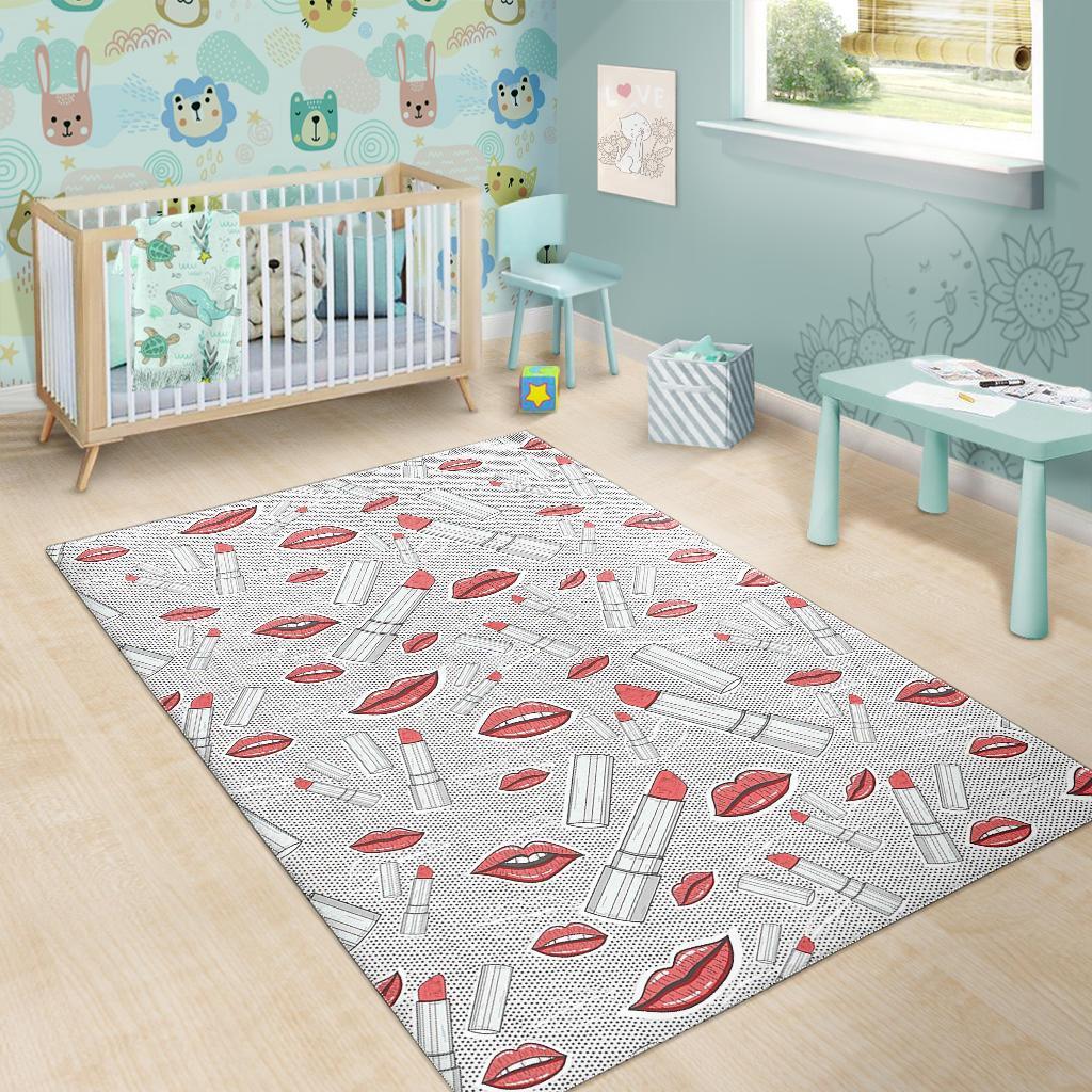 Lipstick Red Lips Pattern Print Floor Mat-grizzshop