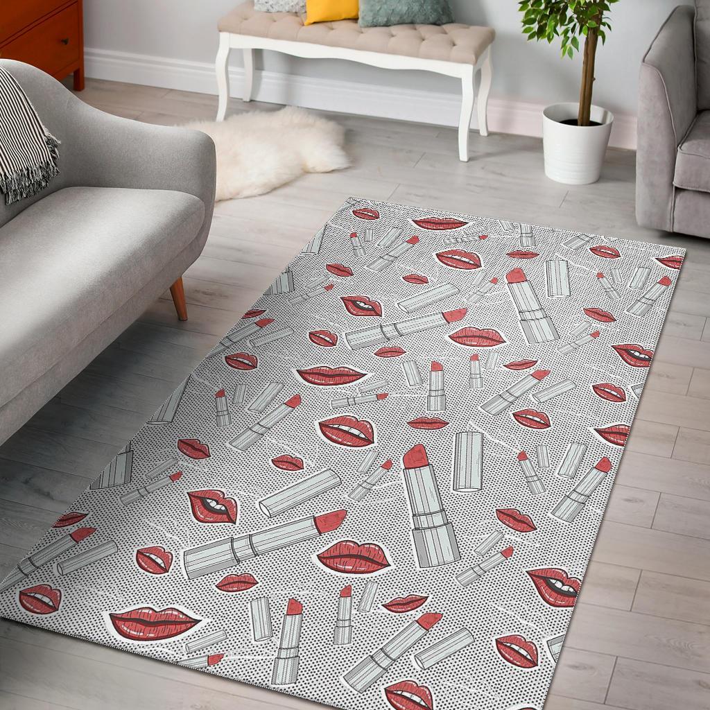 Lipstick Red Lips Pattern Print Floor Mat-grizzshop