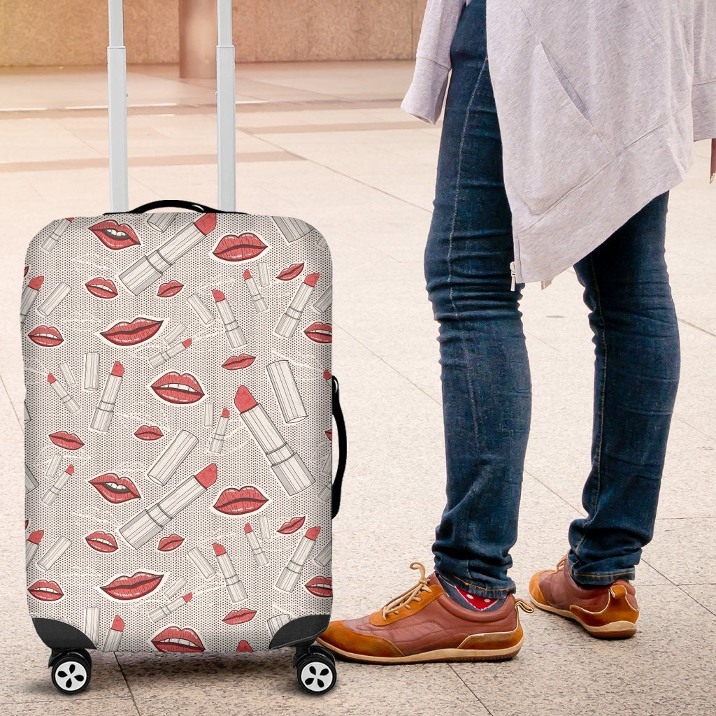 Lipstick Red Lips Pattern Print Luggage Cover Protector-grizzshop