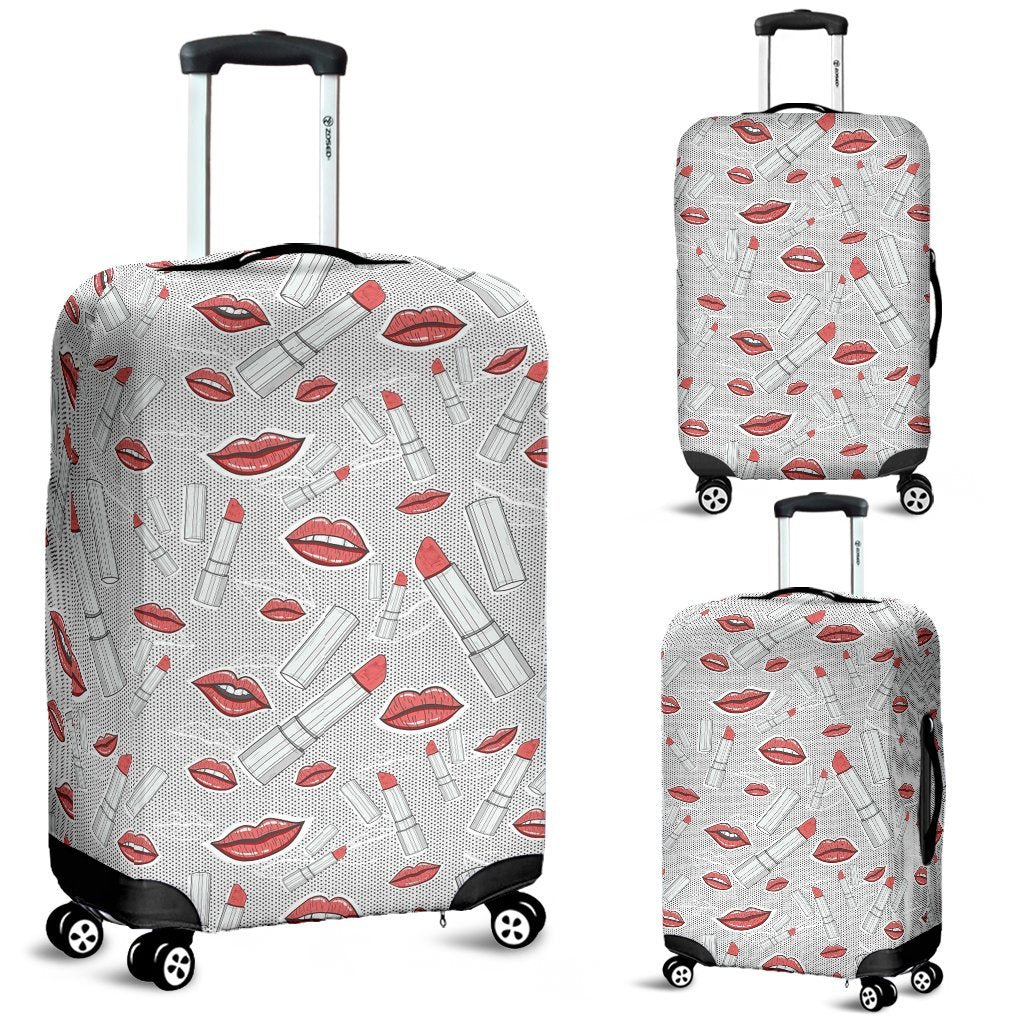 Lipstick Red Lips Pattern Print Luggage Cover Protector-grizzshop