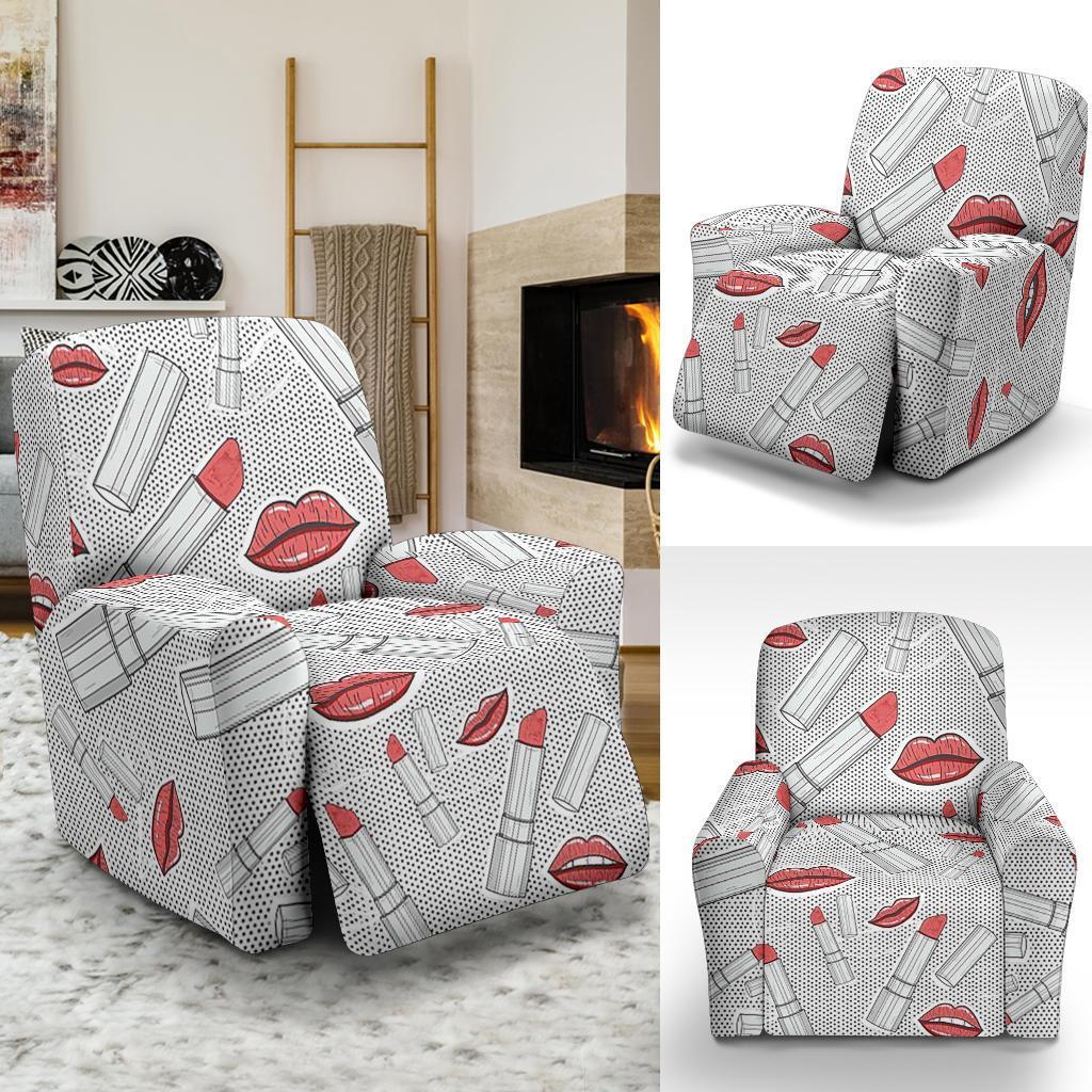 Lipstick Red Lips Pattern Print Recliner Cover-grizzshop