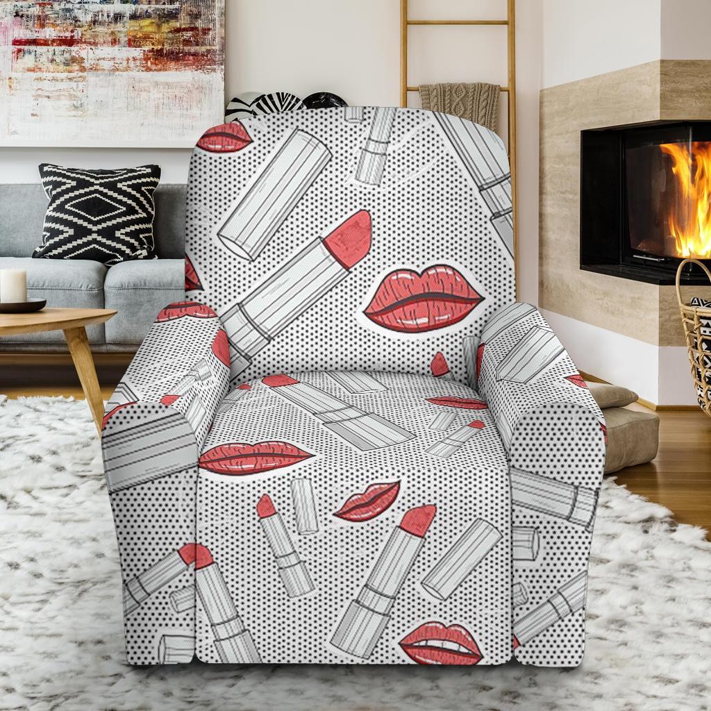 Lipstick Red Lips Pattern Print Recliner Cover-grizzshop