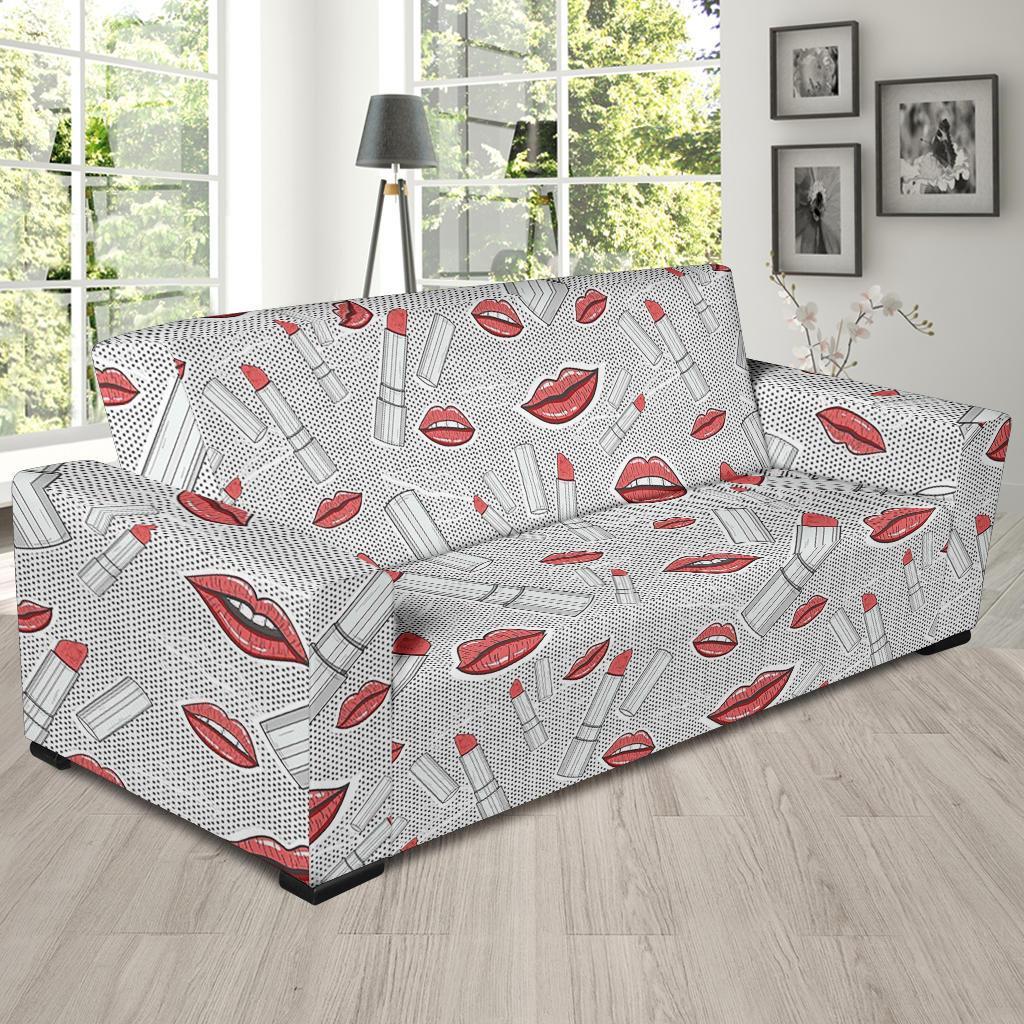 Lipstick Red Lips Pattern Print Sofa Covers-grizzshop