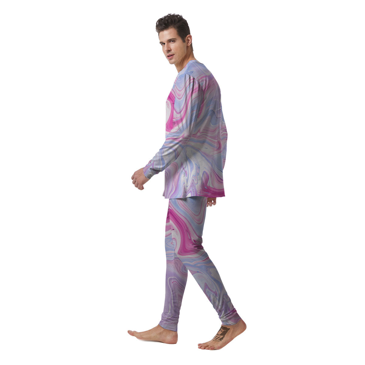 Liquid And Fluid Marble Pink Print Men's Pajamas-grizzshop