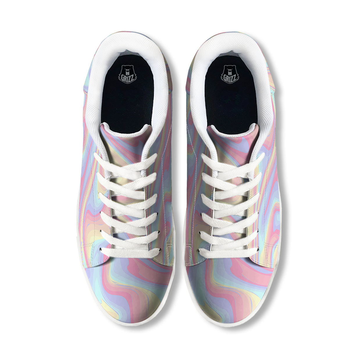 Liquid And Marble Pastel Print White Low Top Sneakers-grizzshop