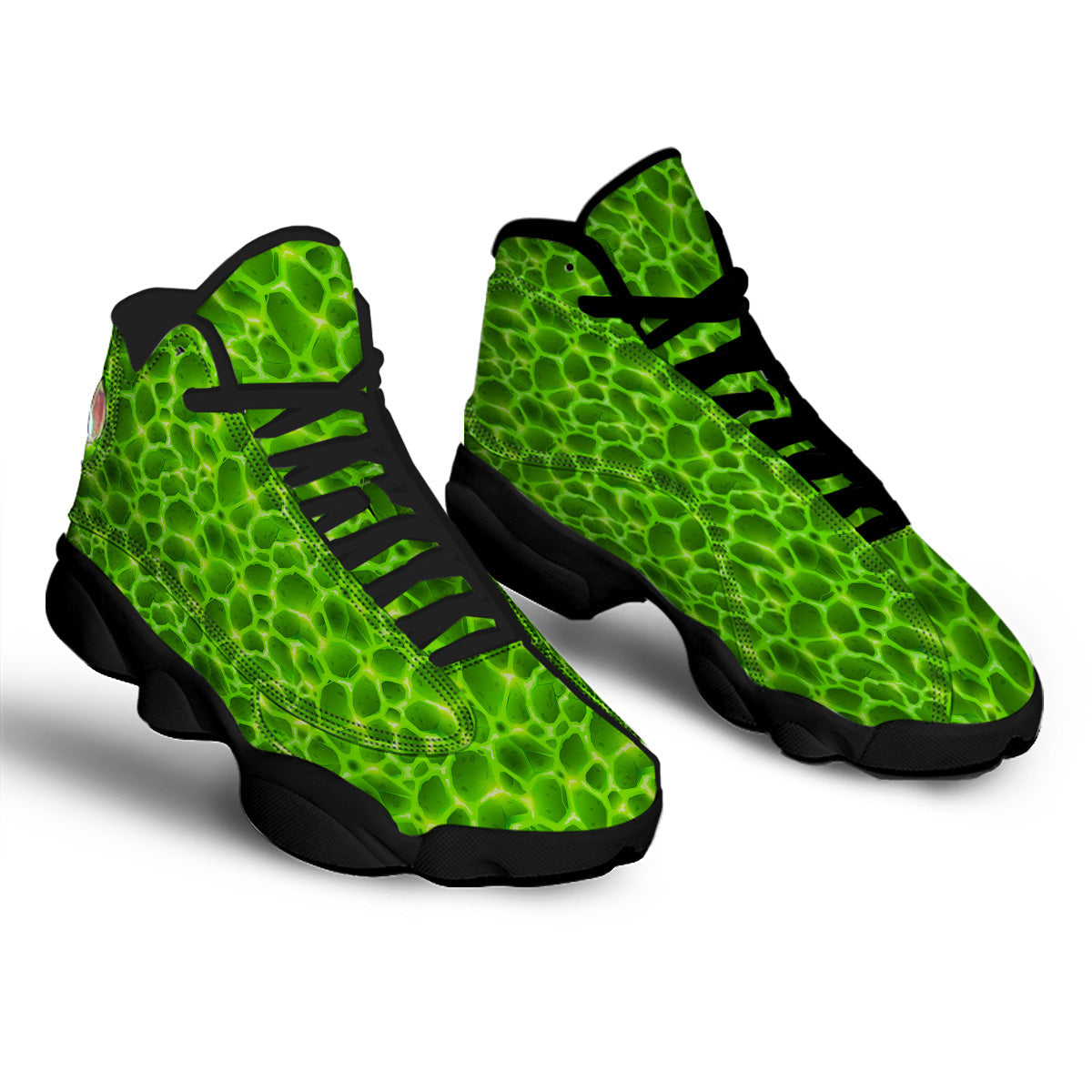 Liquid Lava Green Neon Print Pattern Black Basketball Shoes-grizzshop