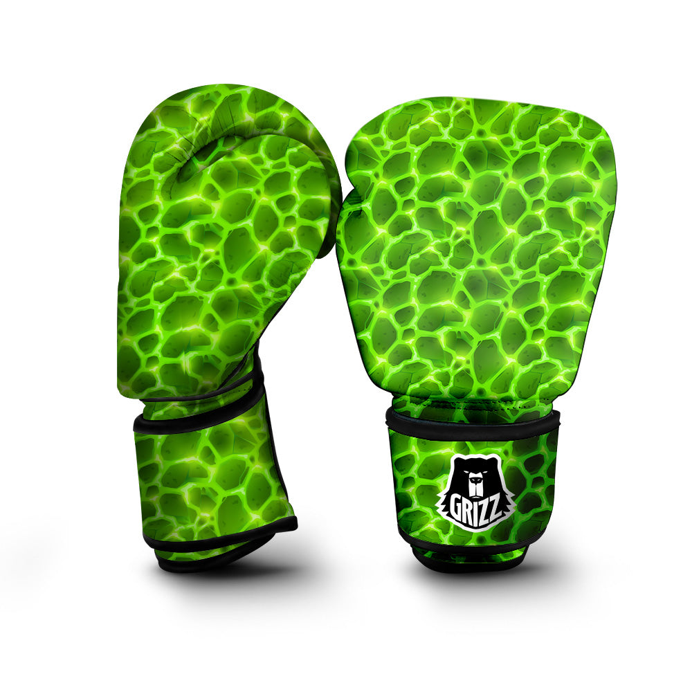 Liquid Lava Green Neon Print Pattern Boxing Gloves-grizzshop