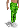 Liquid Lava Green Neon Print Pattern Men's Leggings-grizzshop