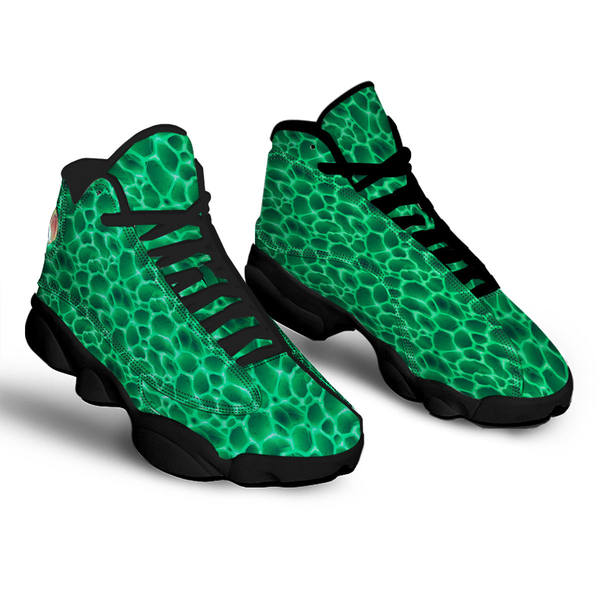Liquid Lava Green Print Pattern Black Basketball Shoes-grizzshop