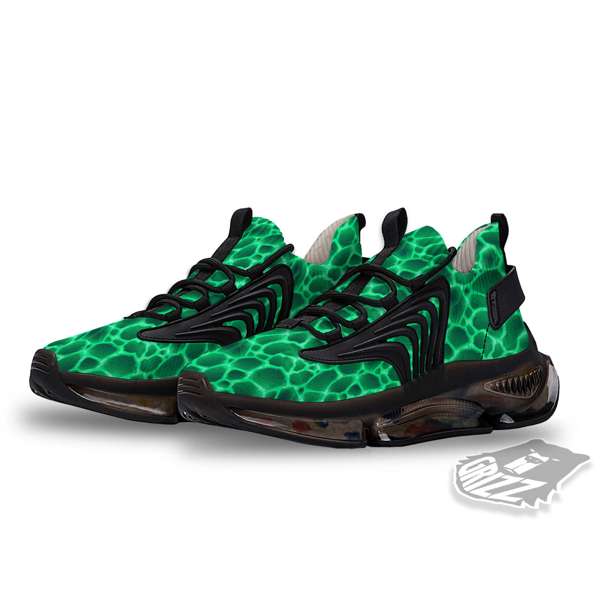 Liquid Lava Green Print Pattern Black Gym Shoes-grizzshop