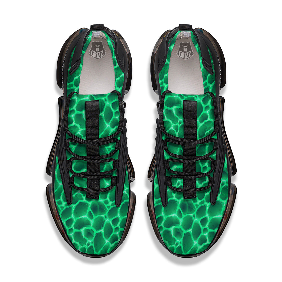 Liquid Lava Green Print Pattern Black Gym Shoes-grizzshop