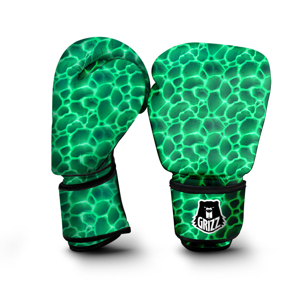 Liquid Lava Green Print Pattern Boxing Gloves-grizzshop