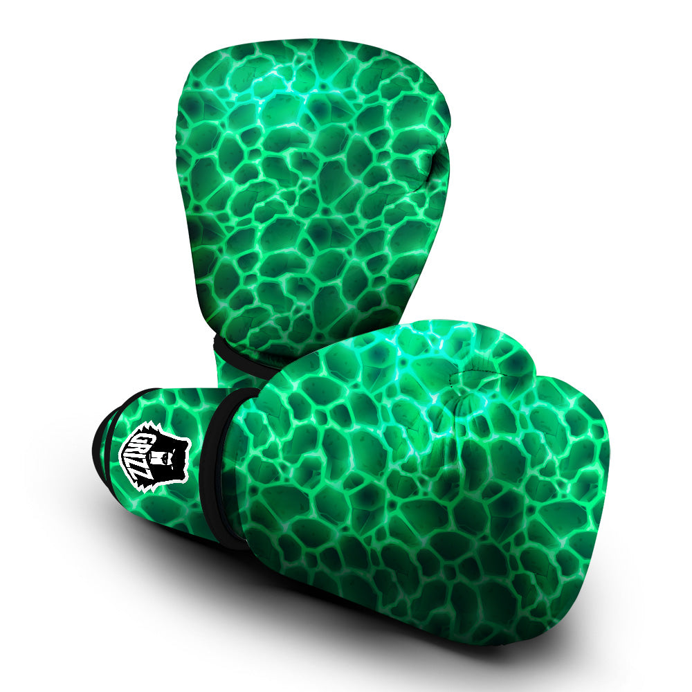 Liquid Lava Green Print Pattern Boxing Gloves-grizzshop