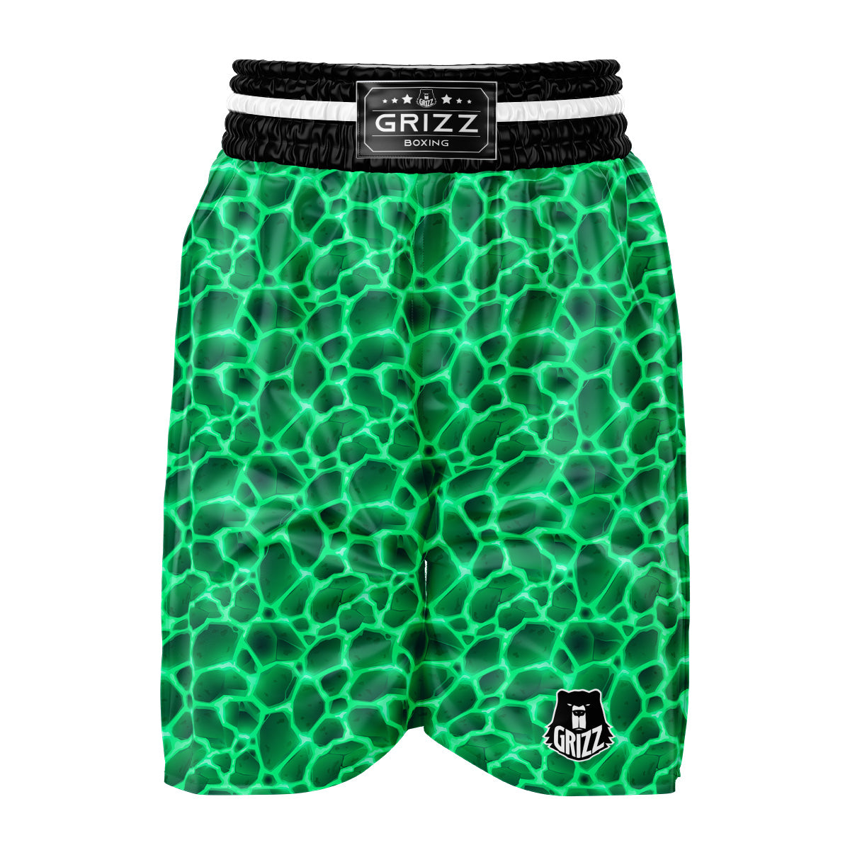 Liquid Lava Green Print Pattern Boxing Shorts-grizzshop