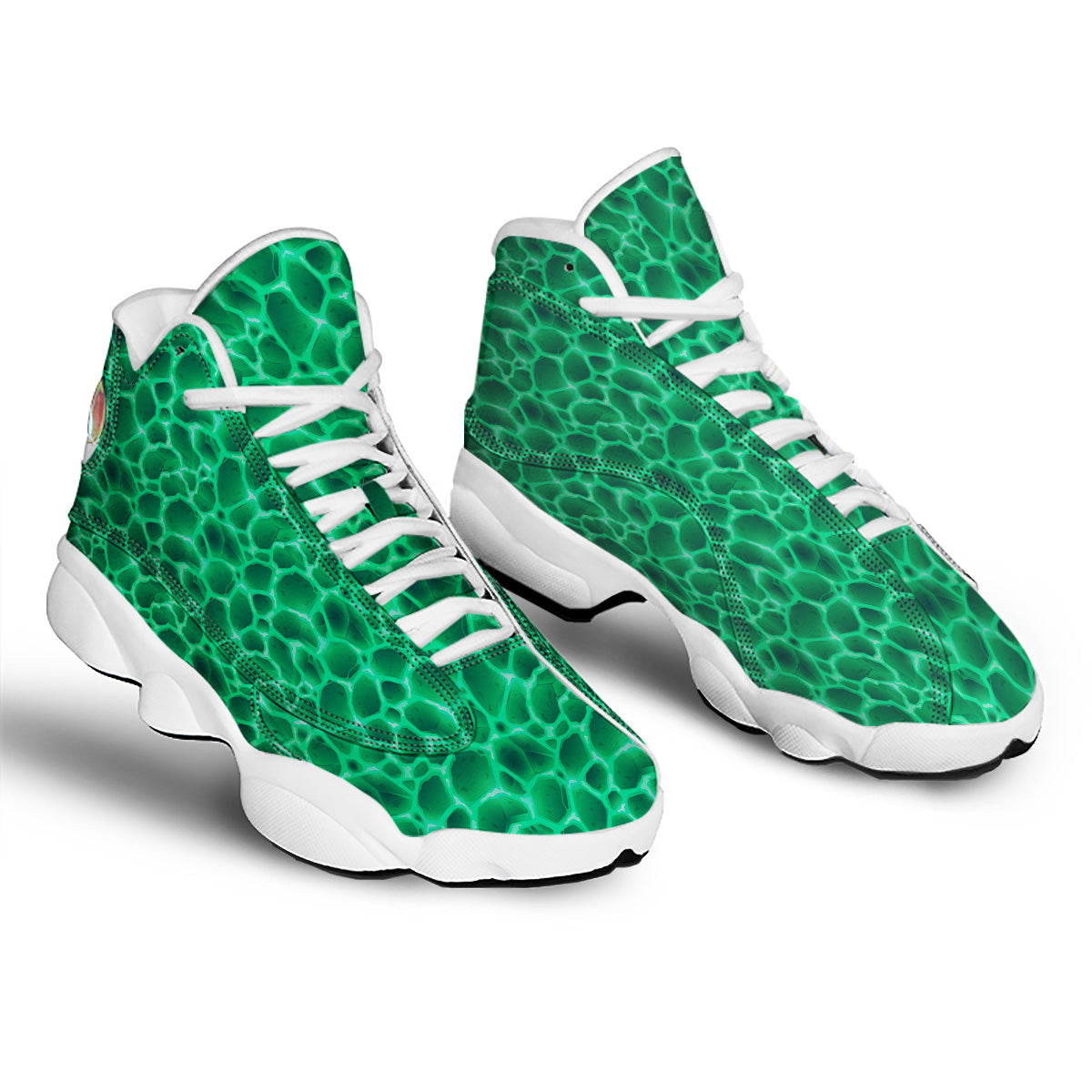 Liquid Lava Green Print Pattern White Basketball Shoes-grizzshop