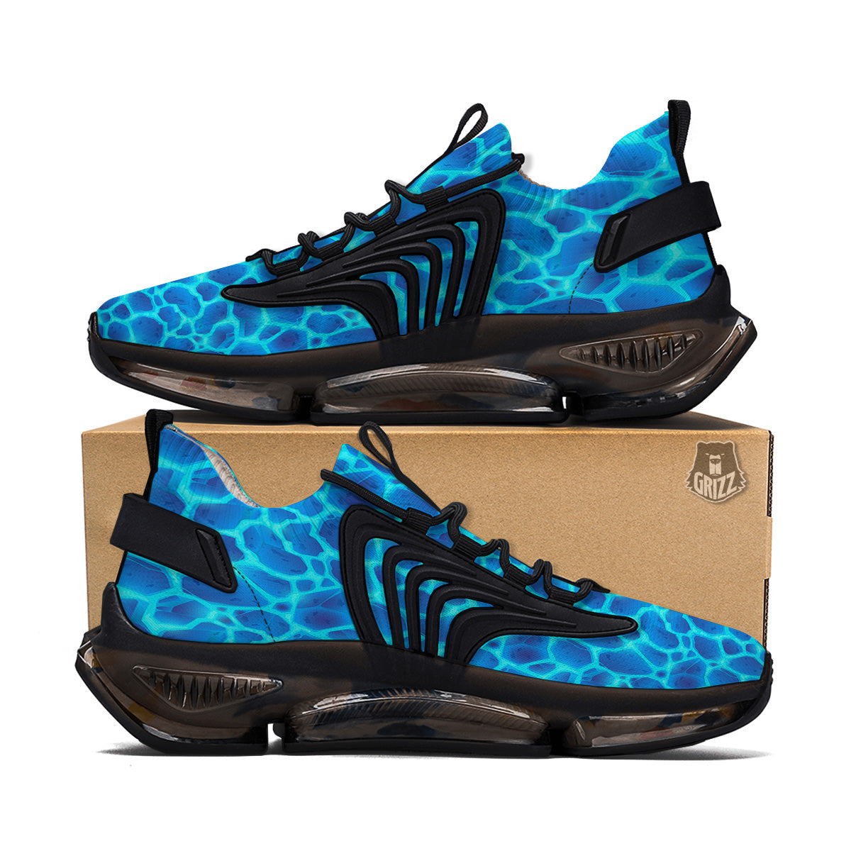 Liquid Lava Ice Blue Print Pattern Black Gym Shoes-grizzshop