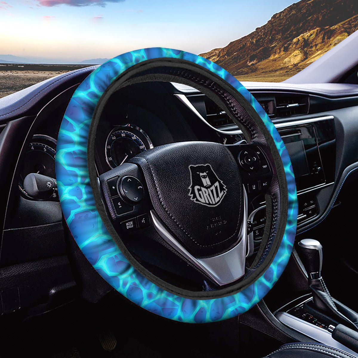 Liquid Lava Ice Blue Print Pattern Car Steering Wheel Cover-grizzshop