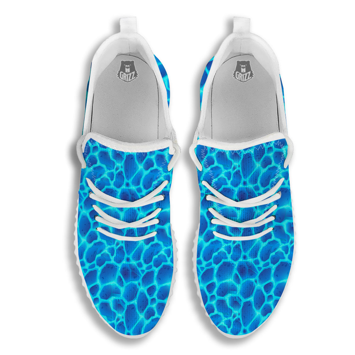 Liquid Lava Ice Blue Print Pattern White Walking Shoes-grizzshop