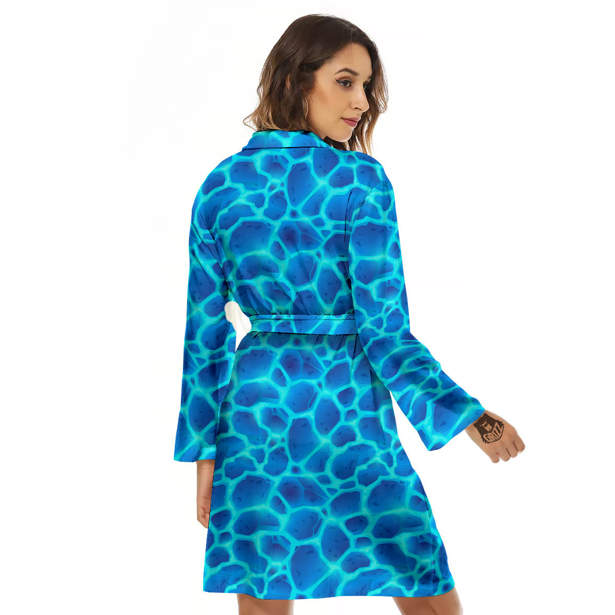 Liquid Lava Ice Blue Print Pattern Women's Robe-grizzshop