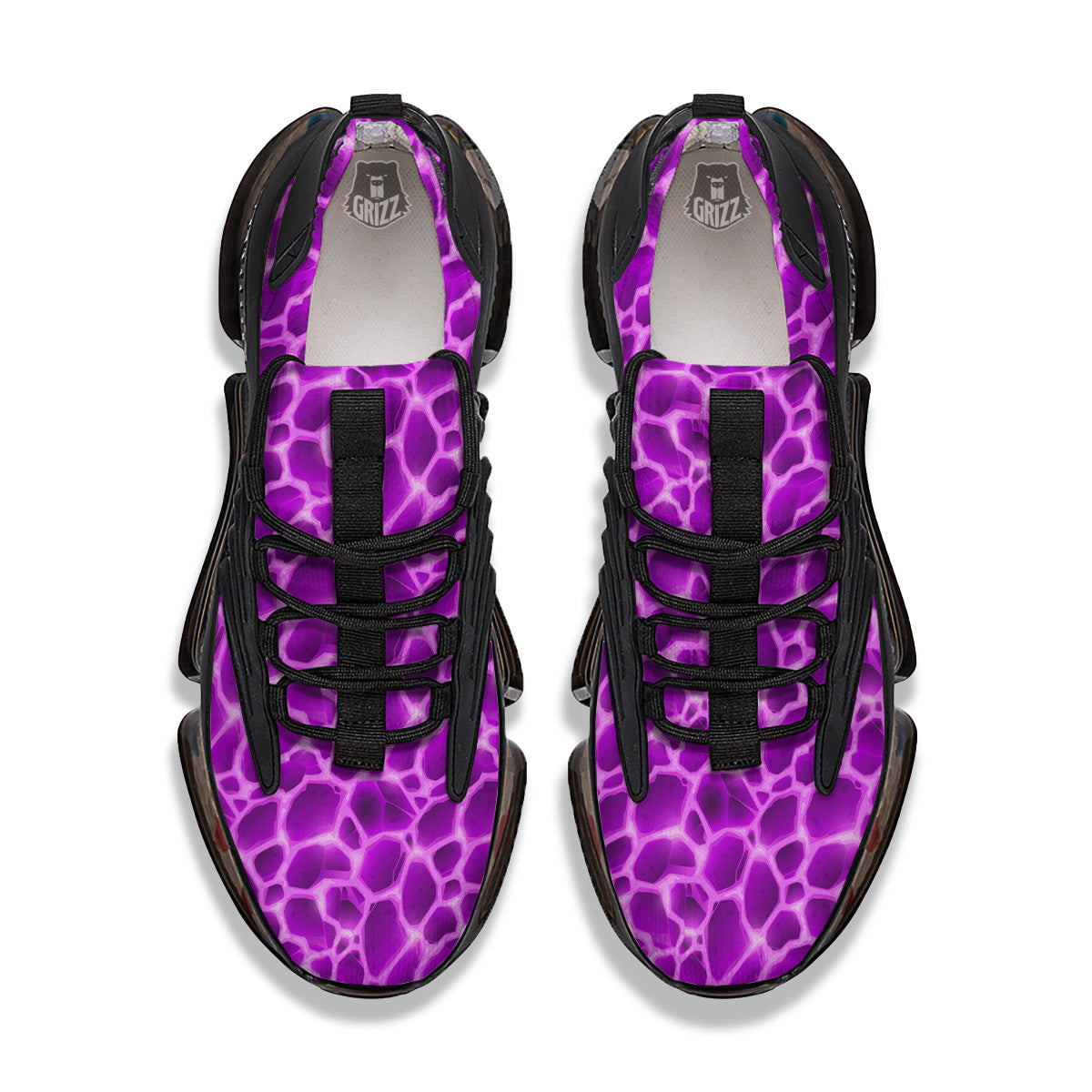 Liquid Lava Purple Print Pattern Black Gym Shoes-grizzshop