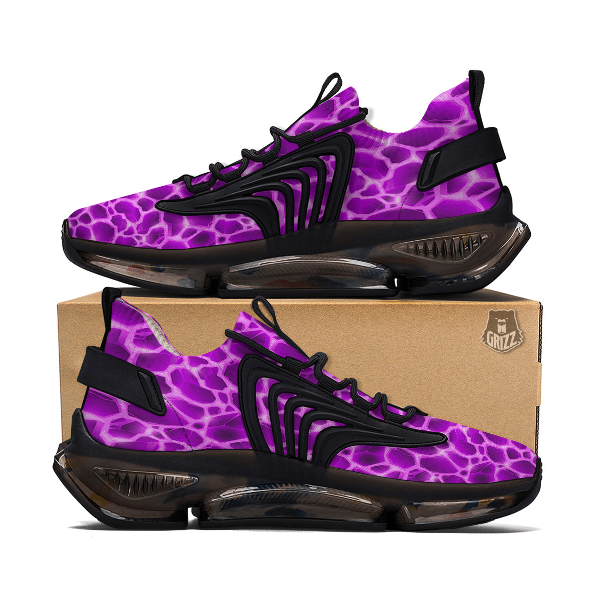 Liquid Lava Purple Print Pattern Black Gym Shoes-grizzshop